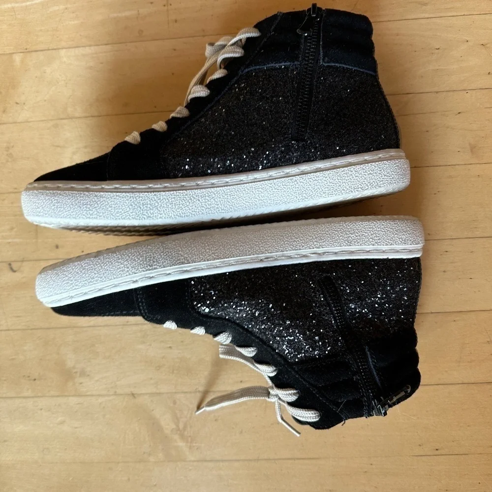 Steve Madden Serena Black sequin Hi top sneaker, 8. CB2164 - Picture 3 of 9